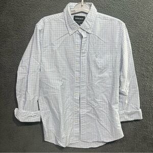 Bonobos Men's Button Up Light Blue‎ Plaid Shirt Size M Slim Fit